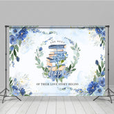 Lofaris Blue Floral Books Next Chapter Bridal Shower Backdrop